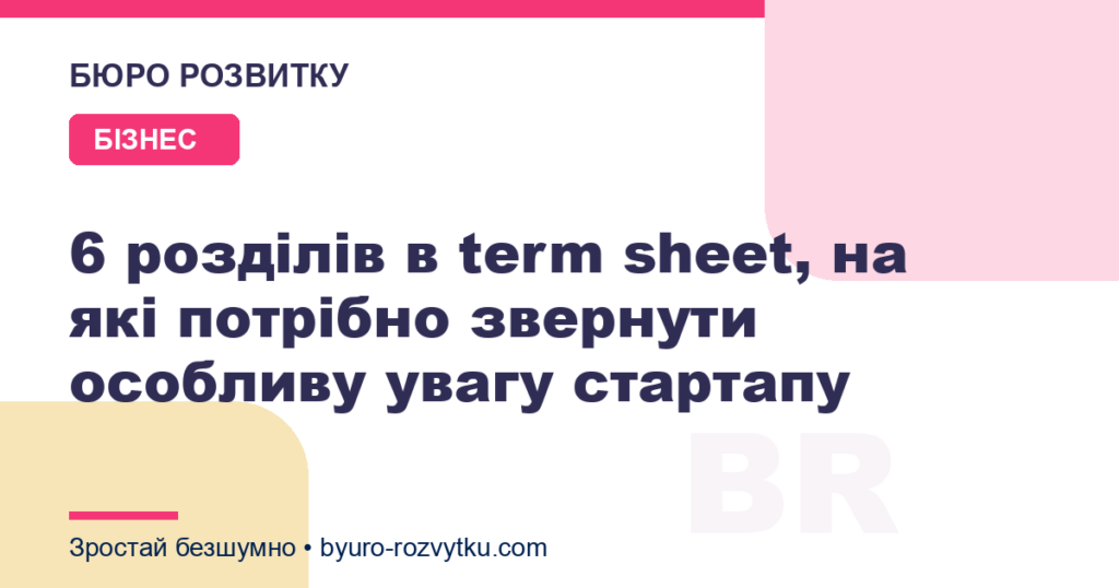 6 розділів в term sheet, на які потрібно звернути особливу увагу стартапу
