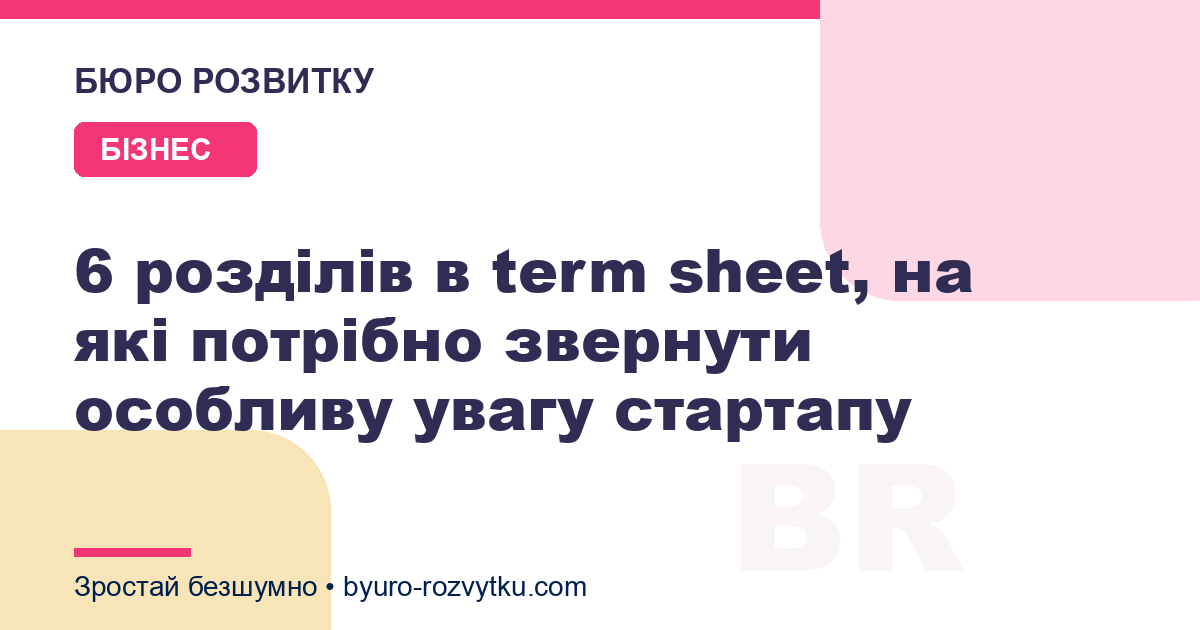 6 розділів в term sheet, на які потрібно звернути особливу увагу стартапу